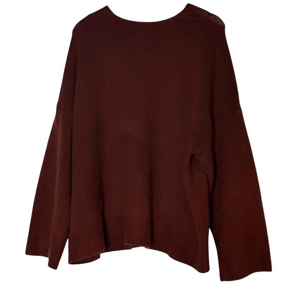 Madewell V Neck Wool Blend Knit Pullover Sweater Size XXL Burned Brown Cozy